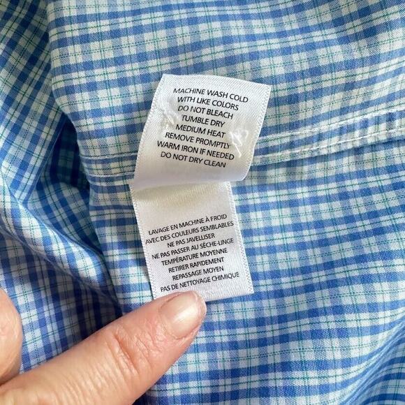 UNTUCKit Plaid Regular Fit Wrinkle Free Button Up Dress Shirt Large L Blue White - Picture 6 of 7